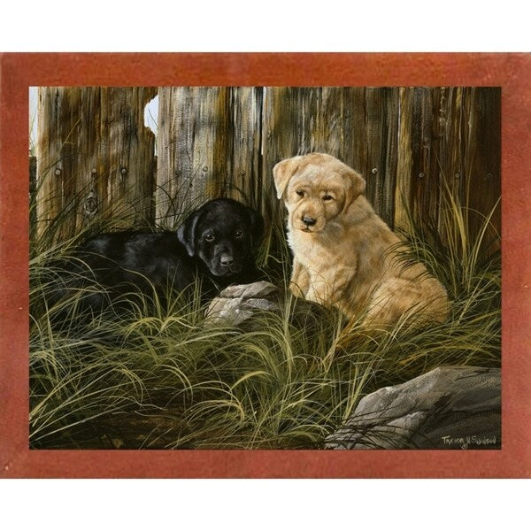 Lab Pup Pair-TRESWA129666 Framed Print 27.5"x36" by Trevor V. Swanson