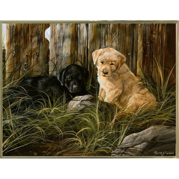 Lab Pup Pair-TRESWA129666 Framed Print 27.5"x36" by Trevor V. Swanson