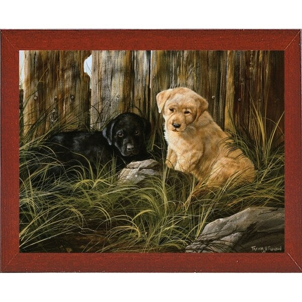 Lab Pup Pair-TRESWA129666 Framed Print 27.5"x36" by Trevor V. Swanson