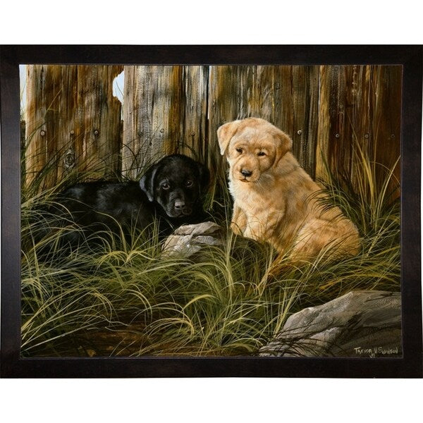 Lab Pup Pair-TRESWA129666 Framed Print 27.5"x36" by Trevor V. Swanson