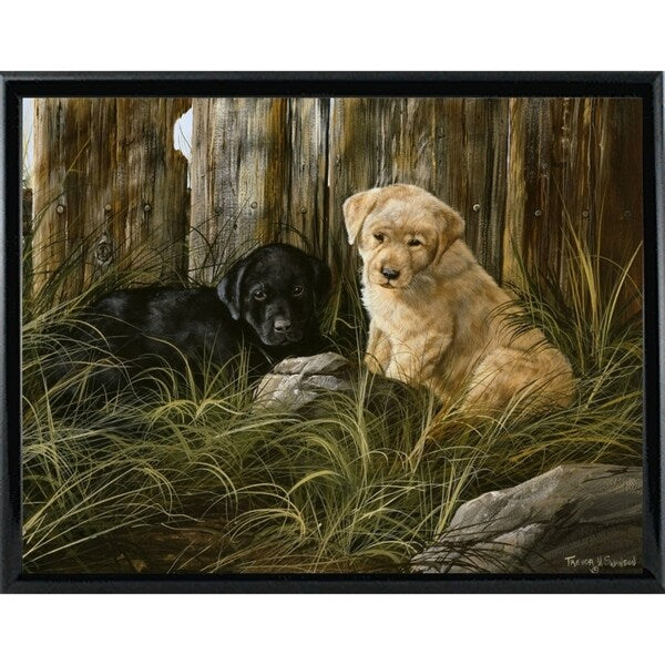 Lab Pup Pair-TRESWA129666 Framed Print 27.5"x36" by Trevor V. Swanson