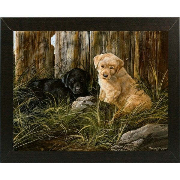Lab Pup Pair-TRESWA129666 Framed Print 27.5"x36" by Trevor V. Swanson
