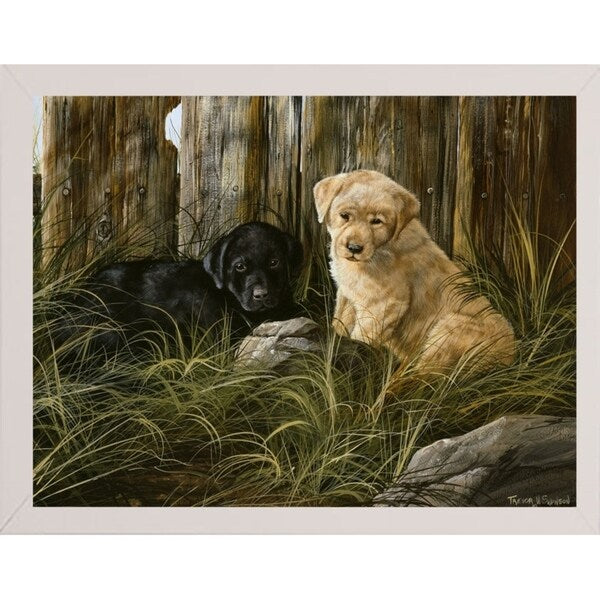 Lab Pup Pair-TRESWA129666 Framed Print 27.5"x36" by Trevor V. Swanson