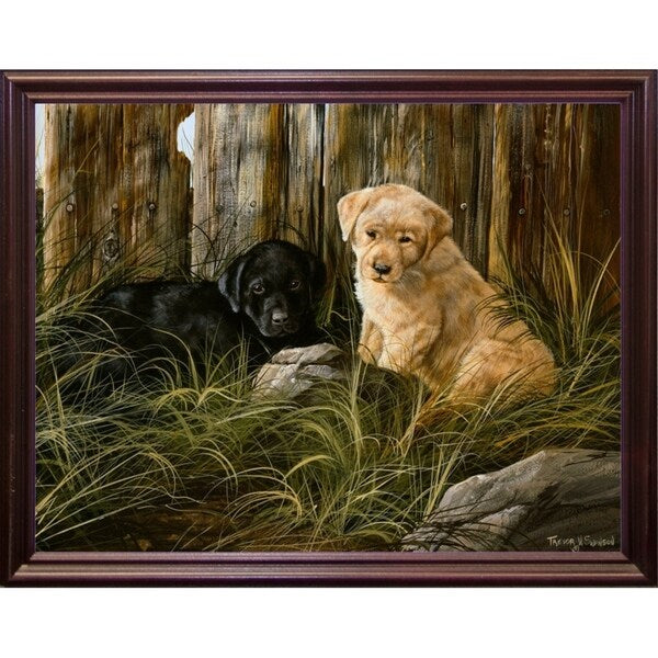 Lab Pup Pair-TRESWA129666 Framed Print 27.5"x36" by Trevor V. Swanson