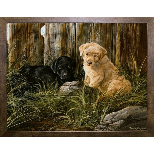 Lab Pup Pair-TRESWA129666 Framed Print 27.5"x36" by Trevor V. Swanson