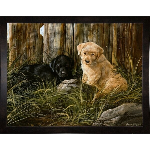 Lab Pup Pair-TRESWA129666 Framed Print 27.5"x36" by Trevor V. Swanson