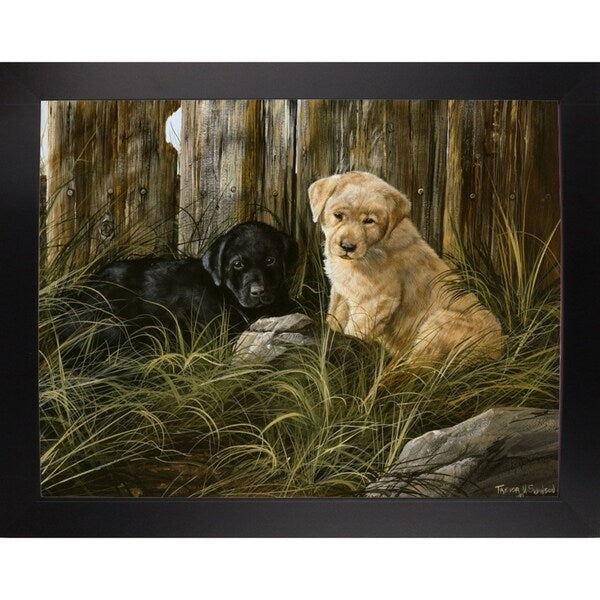 Lab Pup Pair-TRESWA129666 Framed Print 27.5"x36" by Trevor V. Swanson