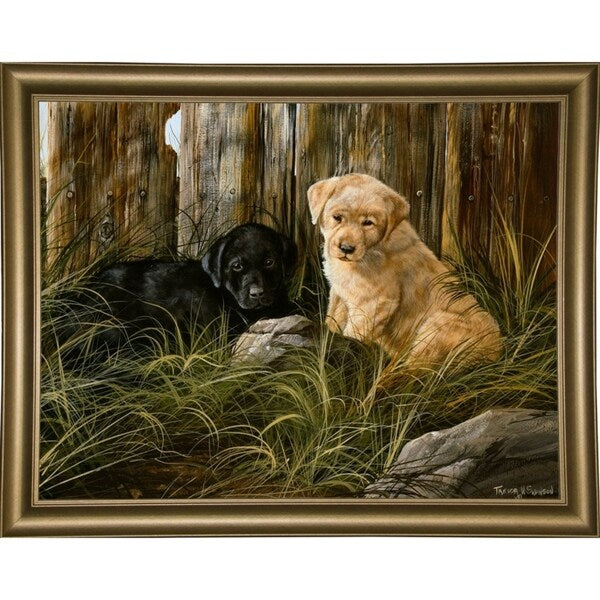 Lab Pup Pair-TRESWA129666 Framed Print 27.5"x36" by Trevor V. Swanson