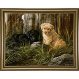 Lab Pup Pair-TRESWA129666 Framed Print 27.5"x36" by Trevor V. Swanson
