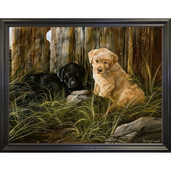 Lab Pup Pair-TRESWA129666 Framed Print 27.5"x36" by Trevor V. Swanson
