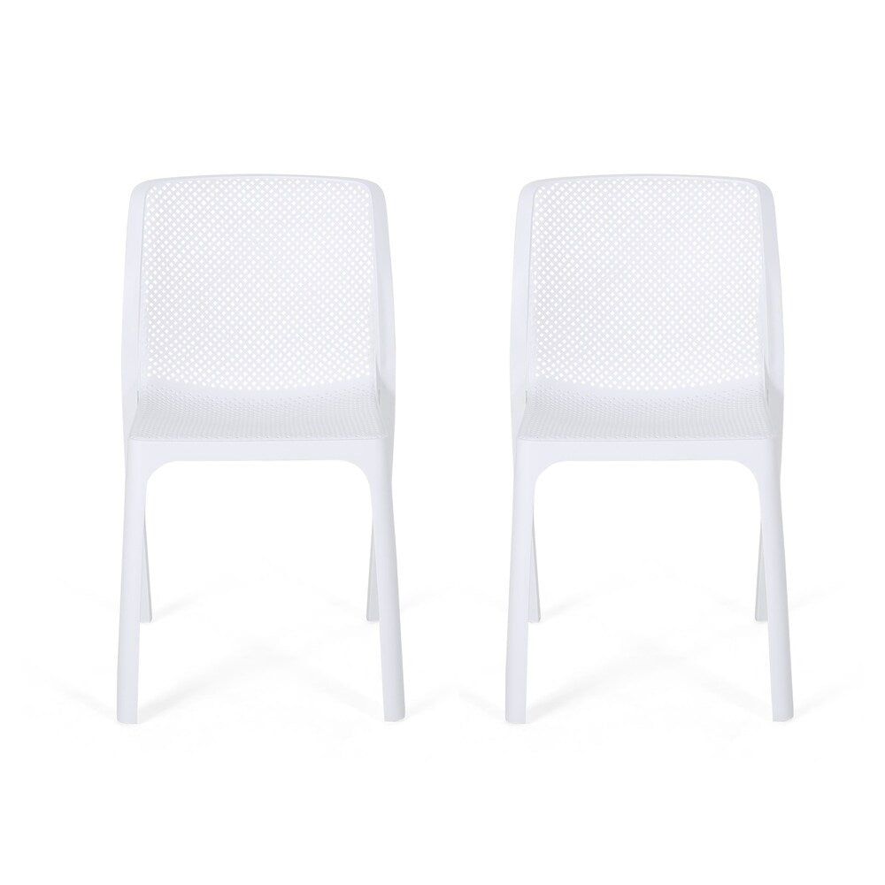 Labaron Outdoor Plastic Chairs (Set of 2) by Christopher Knight Home