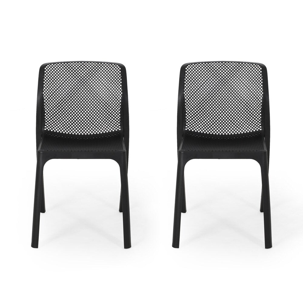 Labaron Outdoor Plastic Chairs (Set of 2) by Christopher Knight Home