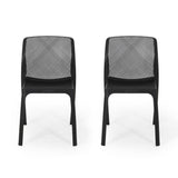 Labaron Outdoor Plastic Chairs (Set of 2) by Christopher Knight Home