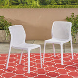 Labaron Outdoor Plastic Chairs (Set of 2) by Christopher Knight Home