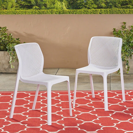 Labaron Outdoor Plastic Chairs (Set of 2) by Christopher Knight Home