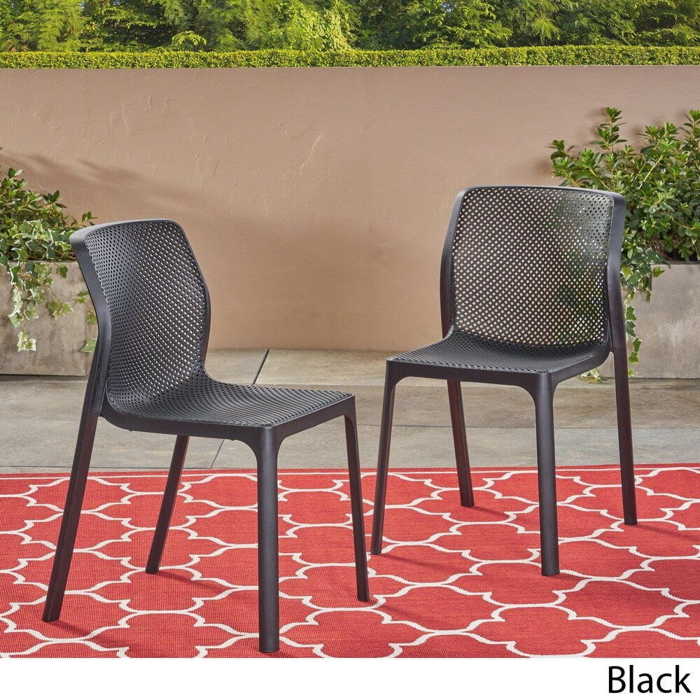 Labaron Outdoor Plastic Chairs (Set of 2) by Christopher Knight Home