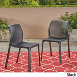 Labaron Outdoor Plastic Chairs (Set of 2) by Christopher Knight Home