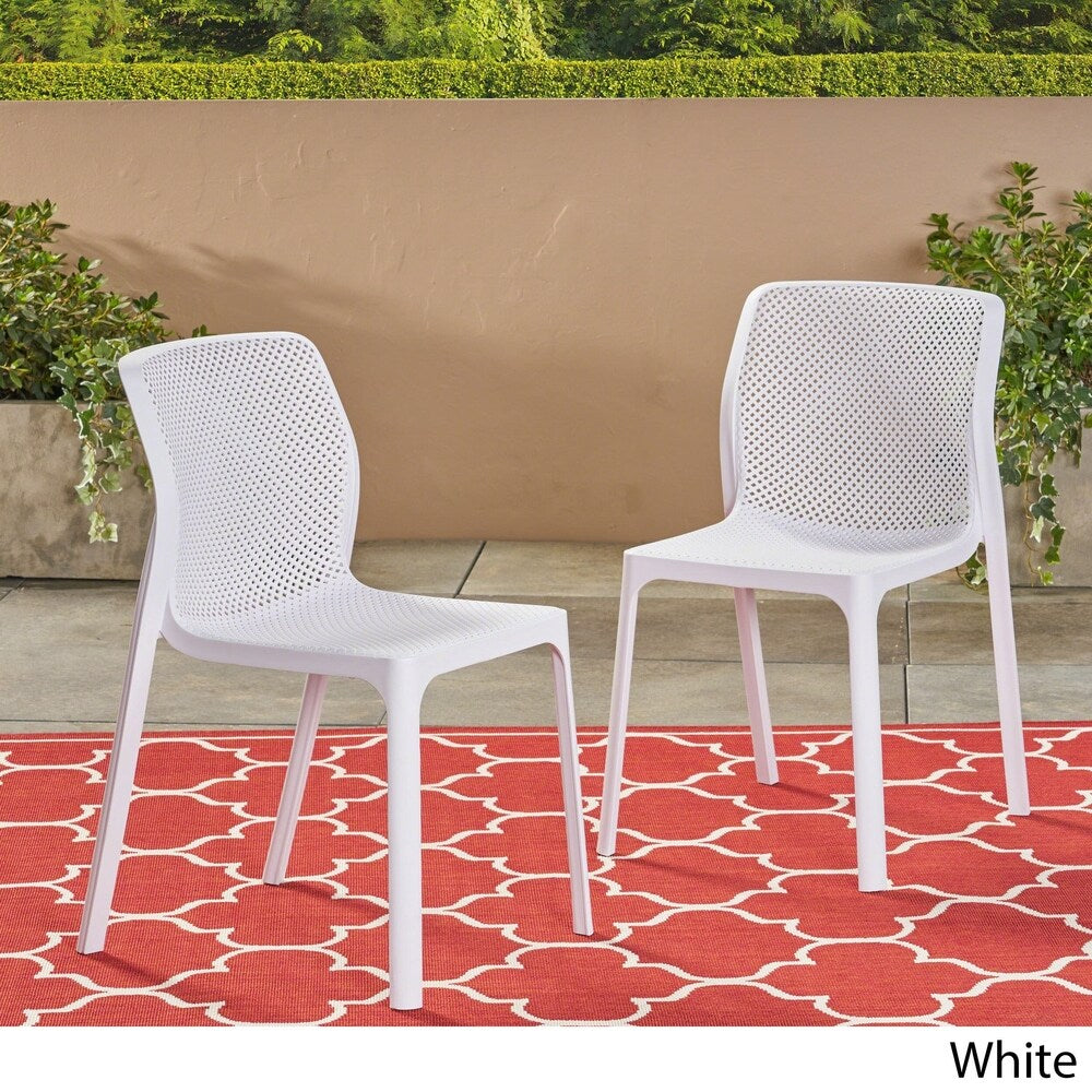 Labaron Outdoor Plastic Chairs (Set of 2) by Christopher Knight Home