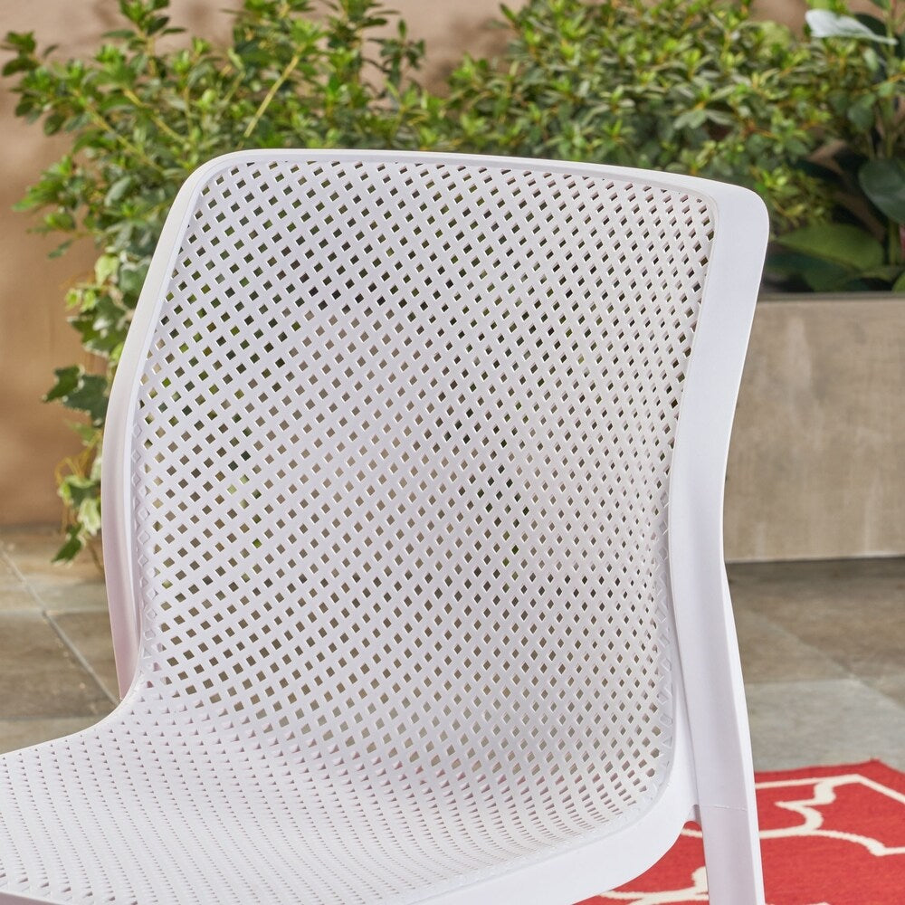 Labaron Outdoor Plastic Chairs (Set of 2) by Christopher Knight Home