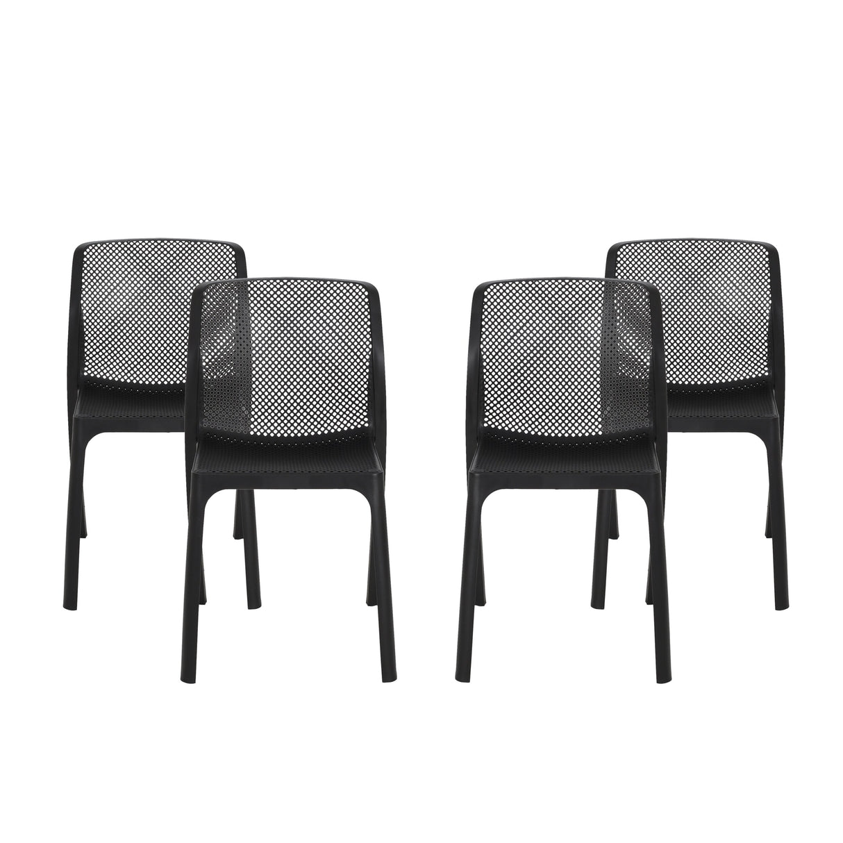 Labaron Outdoor Plastic Chairs (Set of 4) by Christopher Knight Home