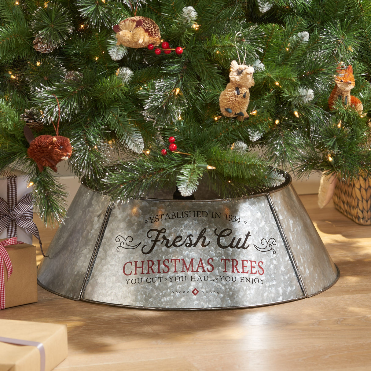 Laconia Metal Christmas Tree Collar by Christopher Knight Home - Antique