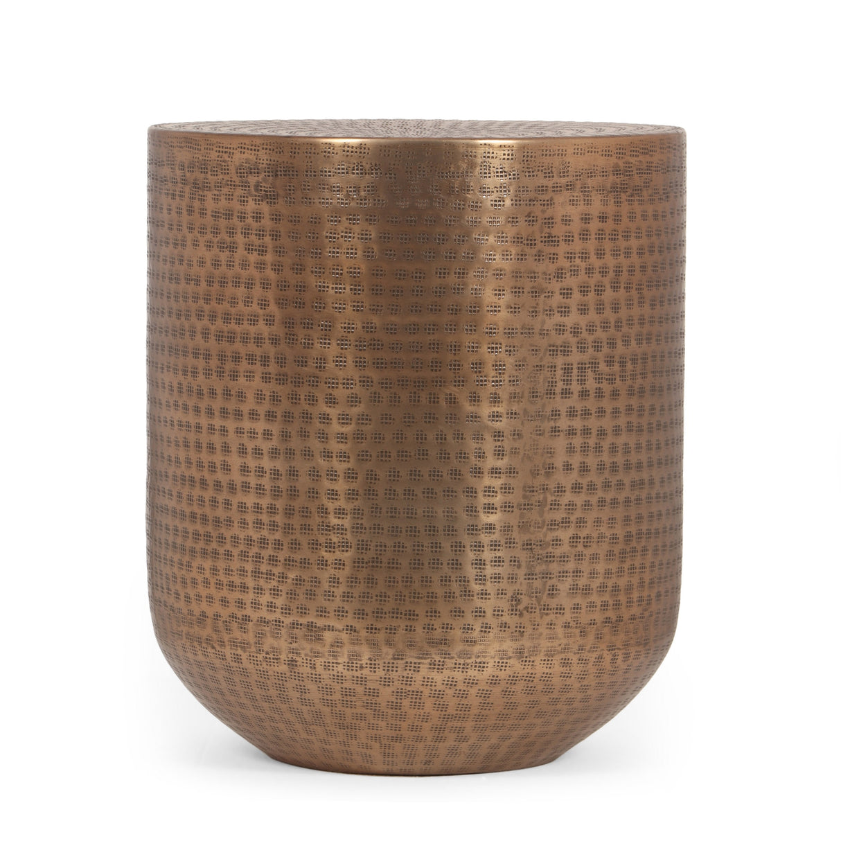 Ladd Handcrafted Boho Aluminum Drum Side Table by Christopher Knight Home - 15.00" L x 15.00" W x 17.50" H
