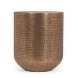 Ladd Handcrafted Boho Aluminum Drum Side Table by Christopher Knight Home - 15.00" L x 15.00" W x 17.50" H