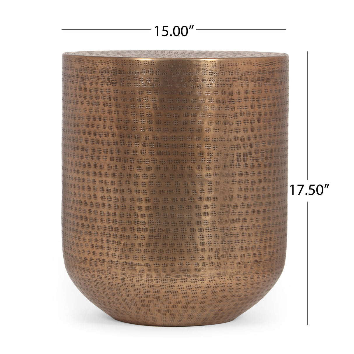 Ladd Handcrafted Boho Aluminum Drum Side Table by Christopher Knight Home - 15.00" L x 15.00" W x 17.50" H