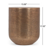 Ladd Handcrafted Boho Aluminum Drum Side Table by Christopher Knight Home - 15.00" L x 15.00" W x 17.50" H