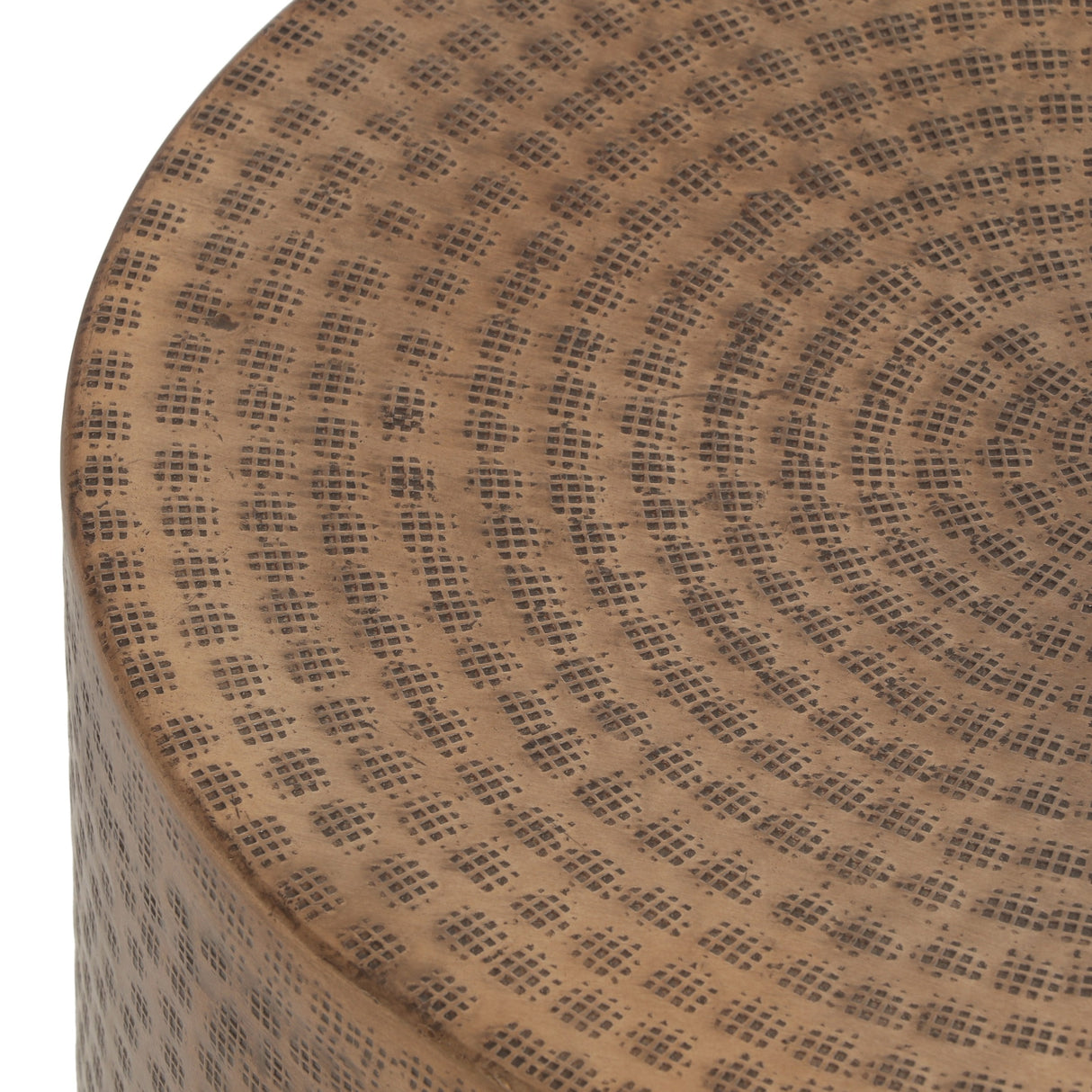 Ladd Handcrafted Boho Aluminum Drum Side Table by Christopher Knight Home - 15.00" L x 15.00" W x 17.50" H