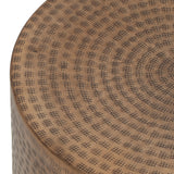 Ladd Handcrafted Boho Aluminum Drum Side Table by Christopher Knight Home - 15.00" L x 15.00" W x 17.50" H
