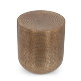 Ladd Handcrafted Boho Aluminum Drum Side Table by Christopher Knight Home - 15.00" L x 15.00" W x 17.50" H