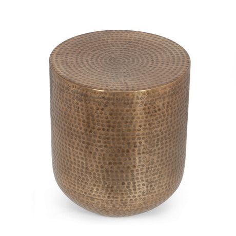 Ladd Handcrafted Boho Aluminum Drum Side Table by Christopher Knight Home - 15.00" L x 15.00" W x 17.50" H