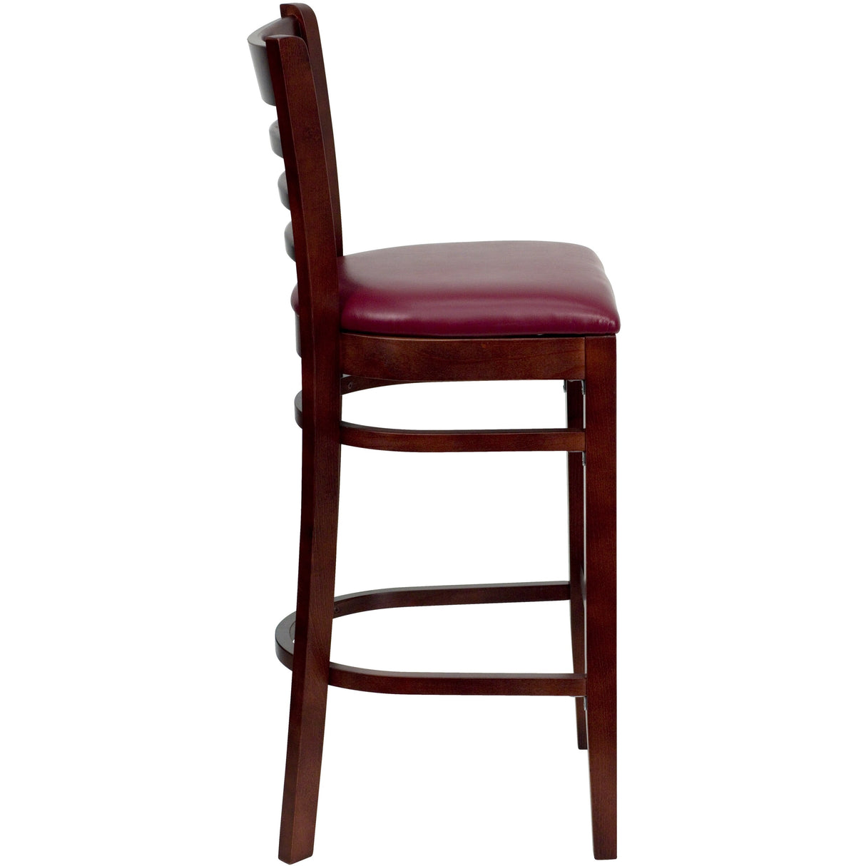 Ladder Back Wooden Restaurant Barstool - 16.75"W x 19"D x 43.75"H - 16.75"W x 19"D x 43.75"H