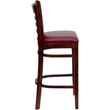 Ladder Back Wooden Restaurant Barstool - 16.75"W x 19"D x 43.75"H - 16.75"W x 19"D x 43.75"H