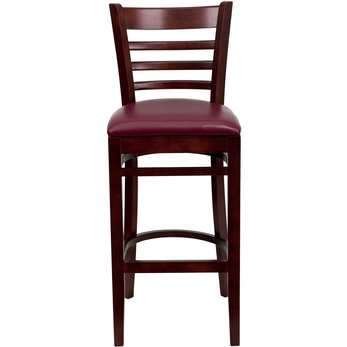 Ladder Back Wooden Restaurant Barstool - 16.75"W x 19"D x 43.75"H - 16.75"W x 19"D x 43.75"H