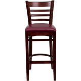 Ladder Back Wooden Restaurant Barstool - 16.75"W x 19"D x 43.75"H - 16.75"W x 19"D x 43.75"H