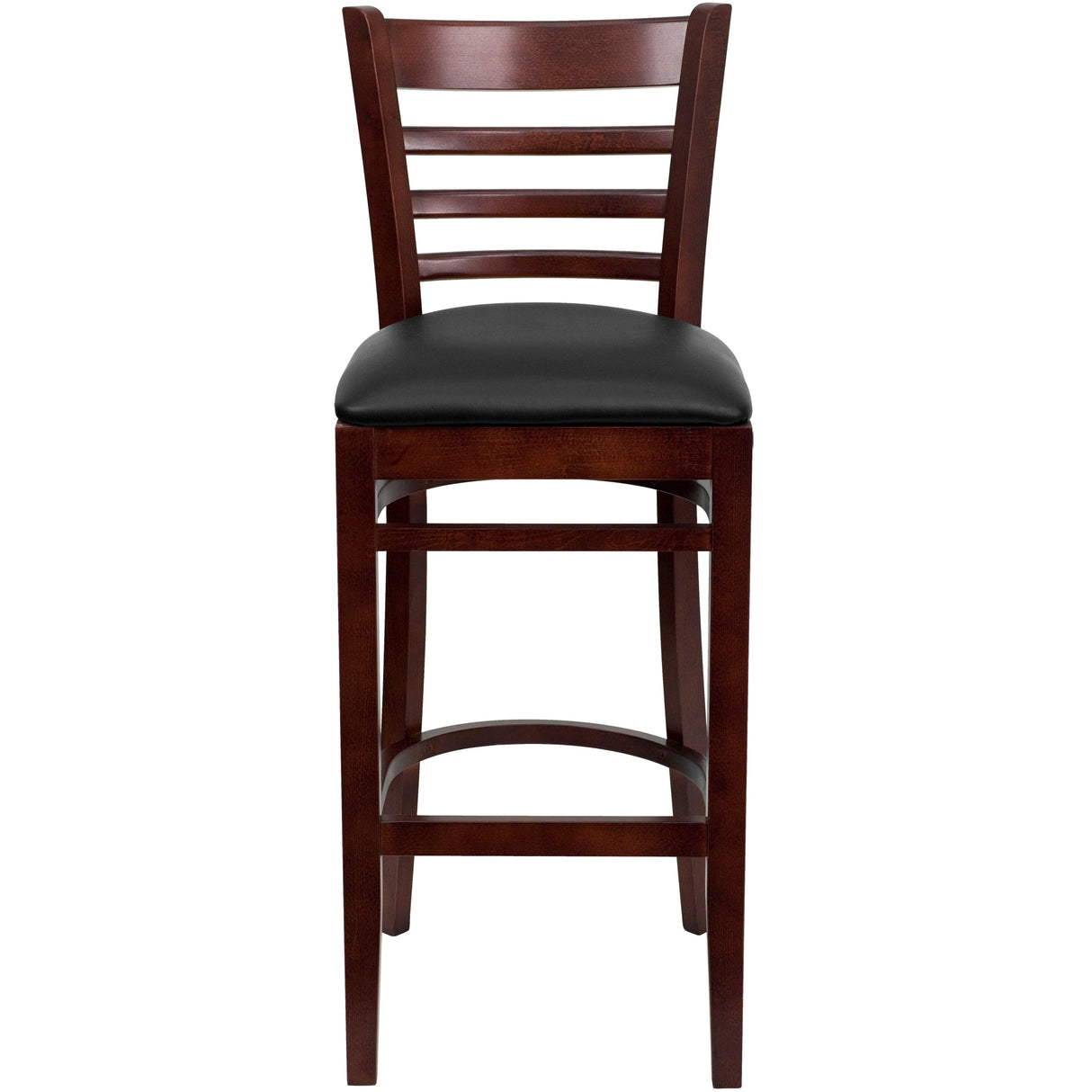 Ladder Back Wooden Restaurant Barstool - 16.75"W x 19"D x 43.75"H - 16.75"W x 19"D x 43.75"H