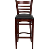 Ladder Back Wooden Restaurant Barstool - 16.75"W x 19"D x 43.75"H - 16.75"W x 19"D x 43.75"H