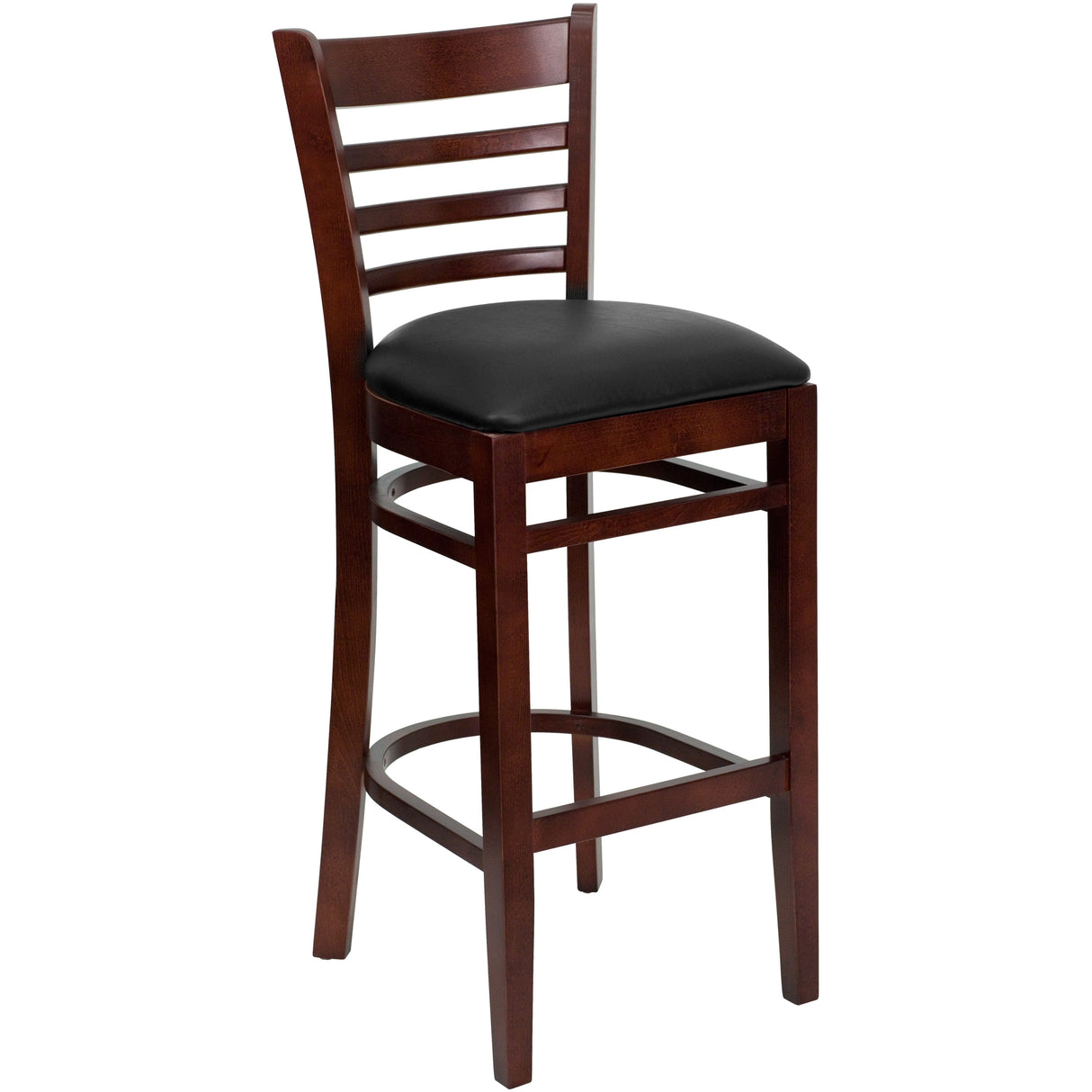 Ladder Back Wooden Restaurant Barstool - 16.75"W x 19"D x 43.75"H - 16.75"W x 19"D x 43.75"H