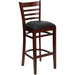 Ladder Back Wooden Restaurant Barstool - 16.75"W x 19"D x 43.75"H - 16.75"W x 19"D x 43.75"H