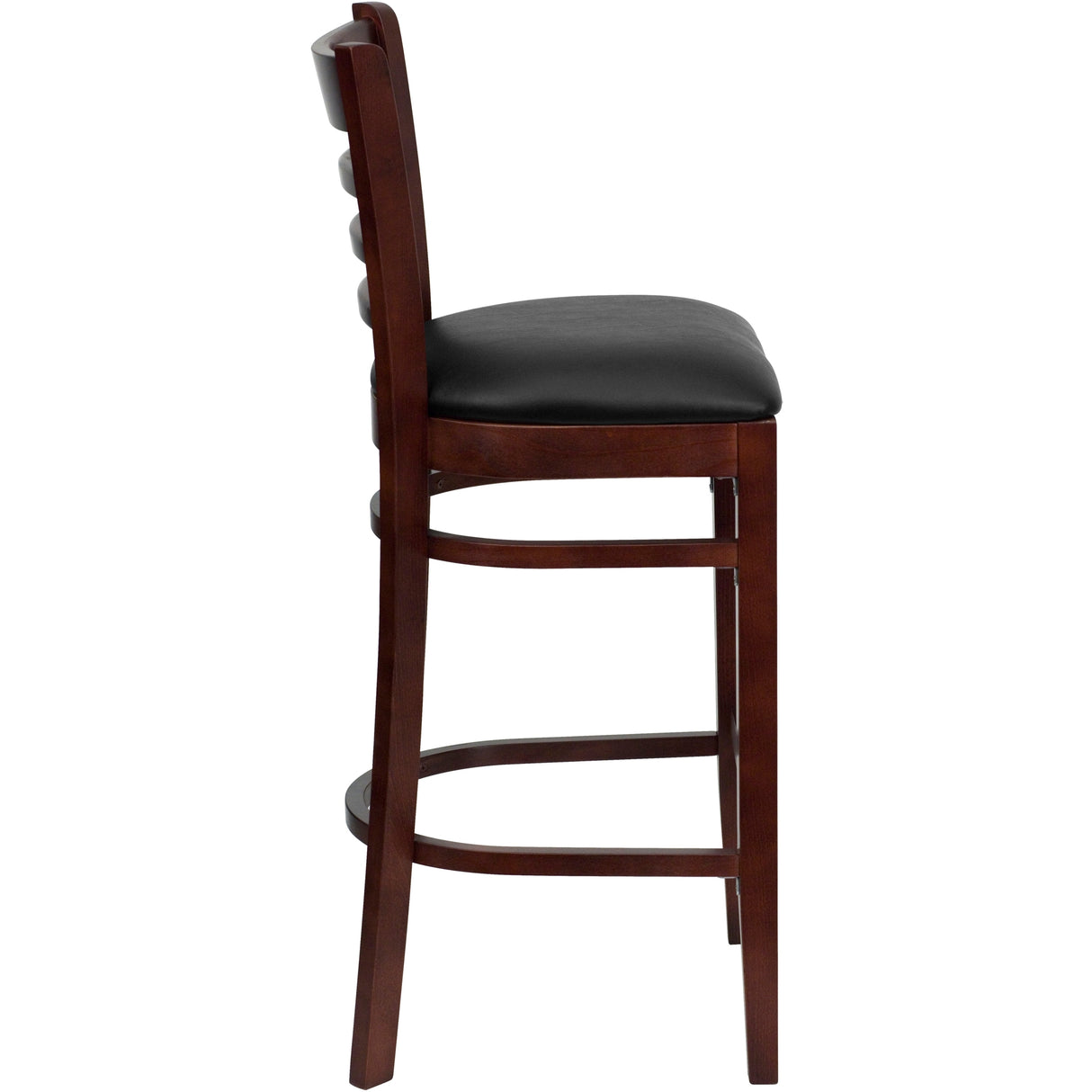 Ladder Back Wooden Restaurant Barstool - 16.75"W x 19"D x 43.75"H - 16.75"W x 19"D x 43.75"H