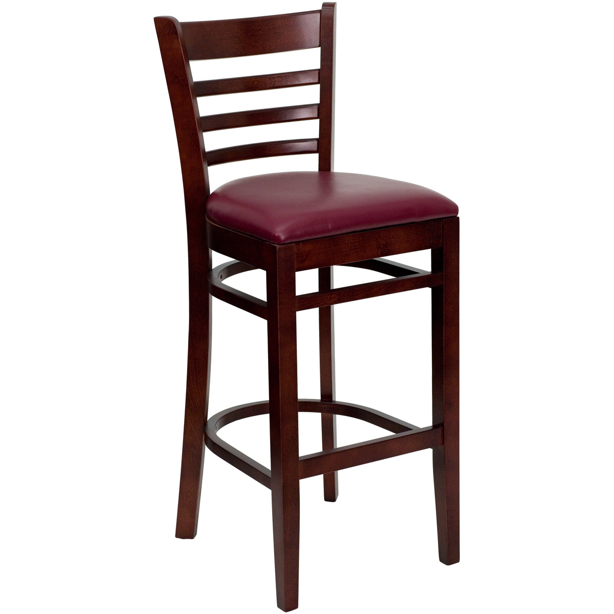 Ladder Back Wooden Restaurant Barstool - 16.75"W x 19"D x 43.75"H - 16.75"W x 19"D x 43.75"H