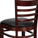Ladder Back Wooden Restaurant Barstool - 16.75"W x 19"D x 43.75"H - 16.75"W x 19"D x 43.75"H