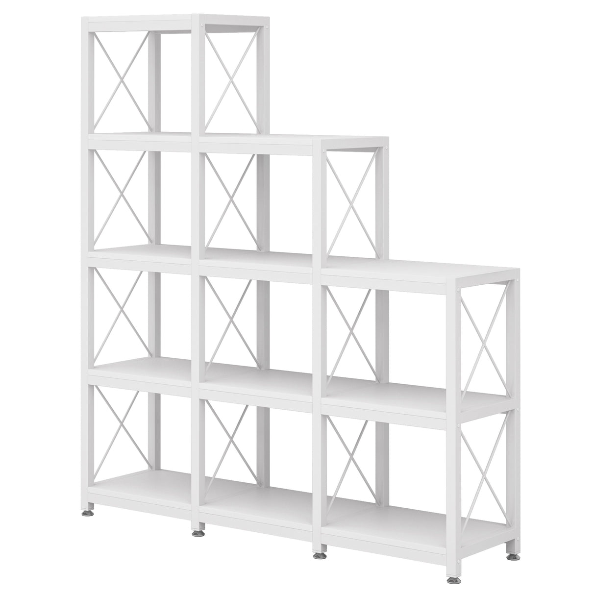 Ladder Corner Bookcase, 12 Shelves Display Shelf, Wooden 5-Tier Bookshelf