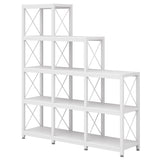 Ladder Corner Bookcase, 12 Shelves Display Shelf, Wooden 5-Tier Bookshelf