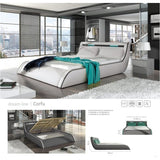 Ladeso Go-CORFU Modern King Light Grey LED Bed - Light grey - Light grey