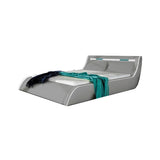 Ladeso Go-CORFU Modern King Light Grey LED Bed - Light grey - Light grey