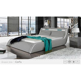 Ladeso Go-CORFU Modern King Light Grey LED Bed - Light grey - Light grey