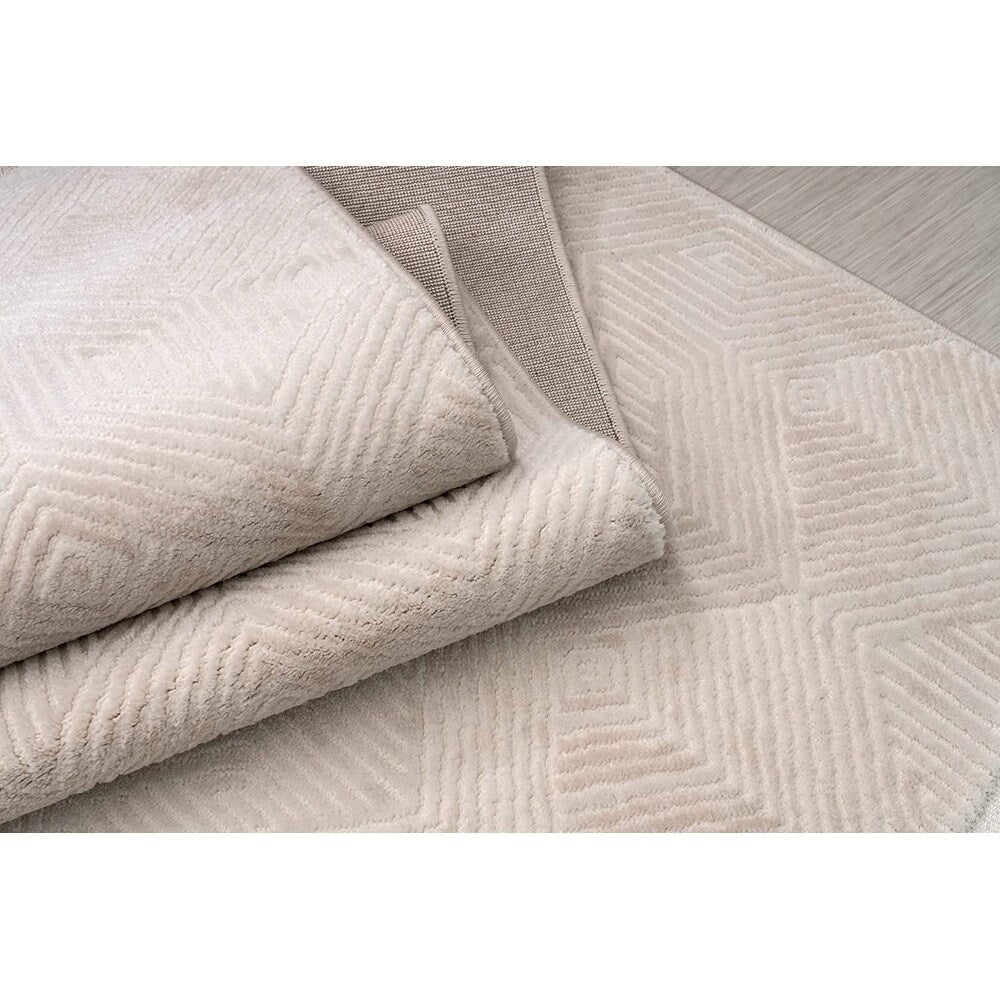 Ladole Rugs Geometric Premium Soft Room Decor Indoor Cream Area Rug